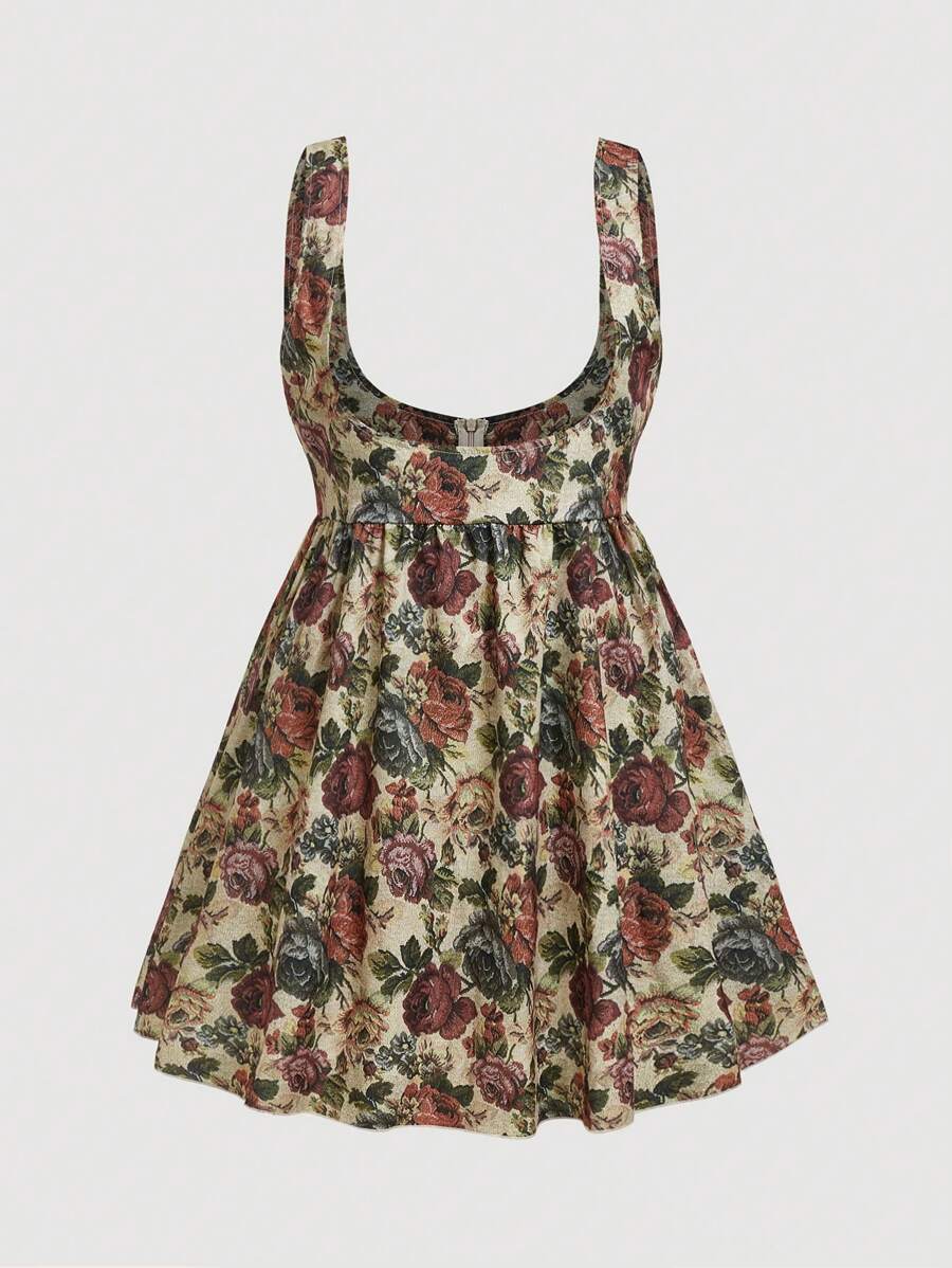 Flirla Große Größe Kleid mit Blume Muster, - Verschiedenfarbig - Übersicht 1