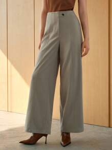 Anewsta Wide Leg Pants - Grey - View 3