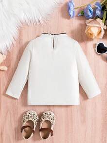 Baby Girl Heart & Cartoon Graphic Keyhole Back Top - Multicolor - View 2