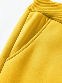 Manfinity Homme Nam Chất rắn Eo dây rút Quần thể thao - Màu vàng - Xem 6