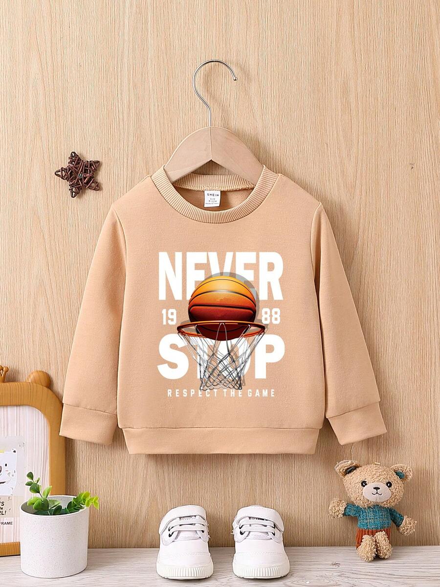 男嬰籃球和字母圖案運動衫