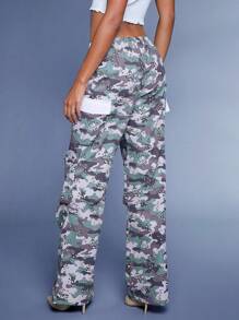 Hauture 迷彩印花可摺疊腰身褲子 - 彩色 - 查看 2