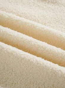 SHEIN Unity 翻蓋口袋落肩袖絨毛外套 - 杏色 - 查看 7