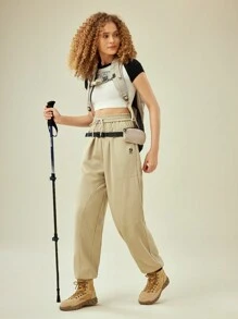 In My Nature 字母圖案腰部抽繩戶外衛褲 - 灰色 - 查看 3