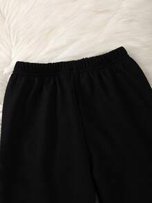 Young Girl Bow Front Split Hem Sweatshirt & Heart Print Pants - Mint Green - View 3