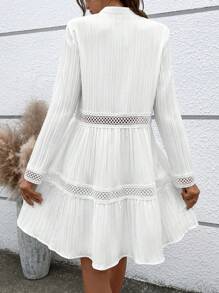 SHEIN VCAY 女式荷葉邊下擺連身裙 - 白色 - 查看 2