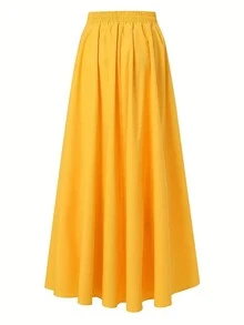 Plus Solid Flare Skirt - Yellow - View 2