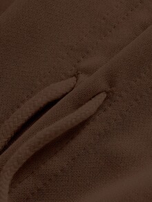 ROMWE MEN Prep Guys Letter Graphic Drawstring Hoodie - Brown - View 7