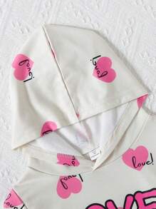 SHEIN 女小童字母和愛心圖案連帽衫和運動褲