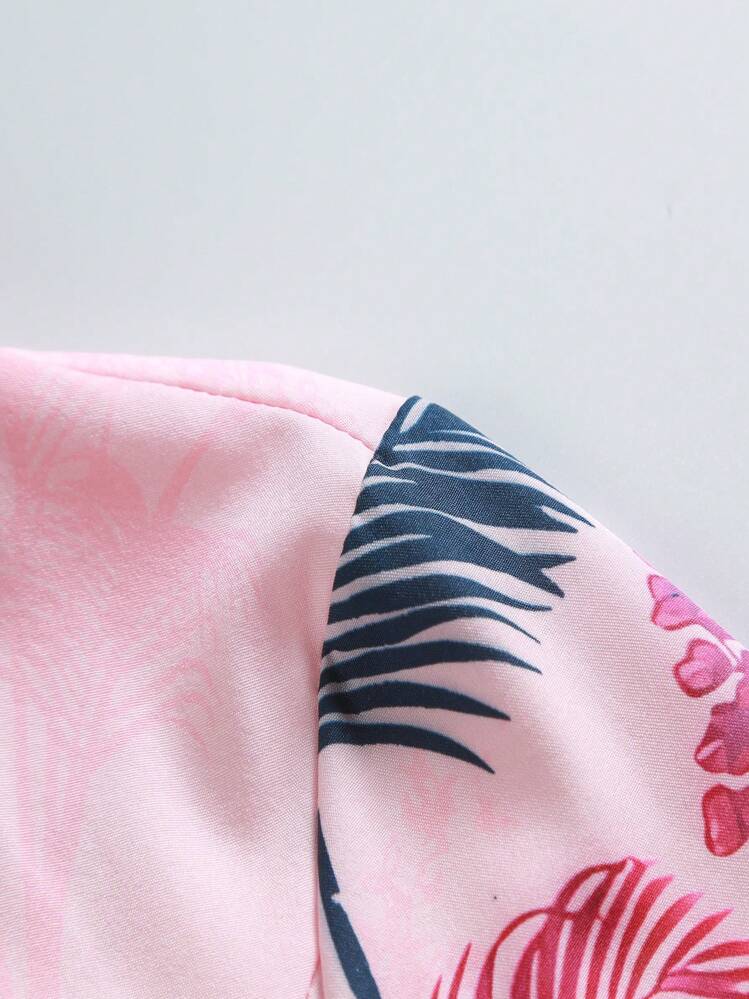 Sweetra Vestido Estampado De Estilo Chino Nuevo - Rosa - Añade 7