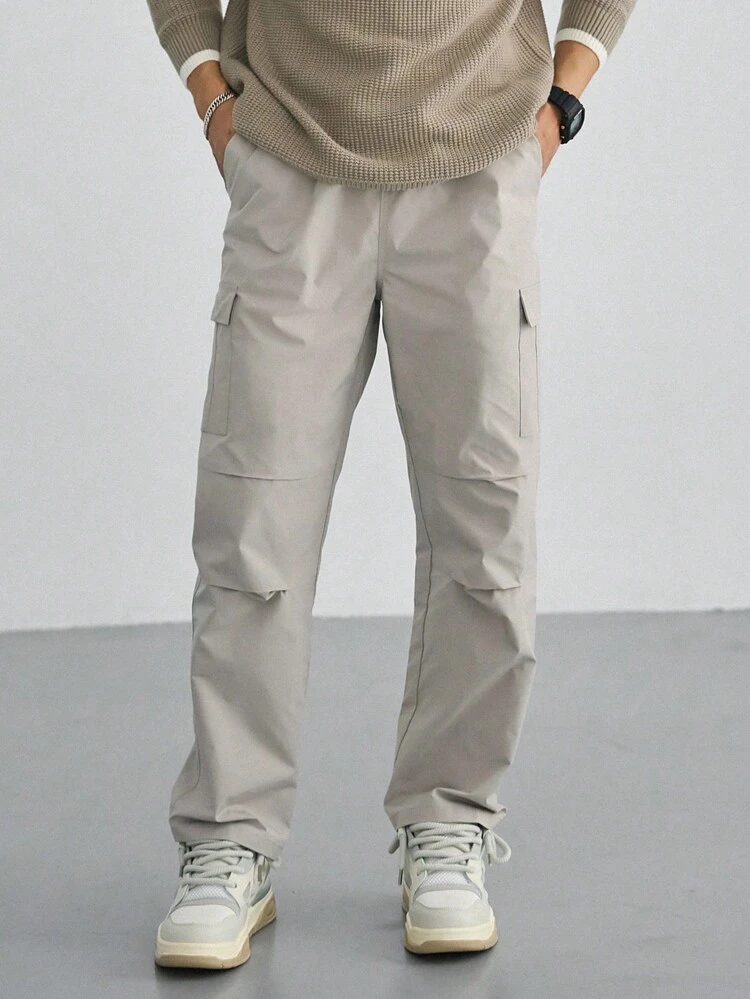 Men Flap Pocket Side Cargo Pants, For Fall