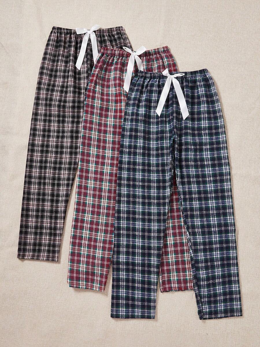 3piece Women's Plaid Pajama Pants Set SHEIN USA