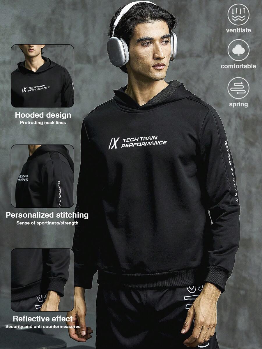 Manfinity Sport Corelite Hanorac cu glugă cu slogan pentru bărbați Hanorac cu glugă pentru bărbați