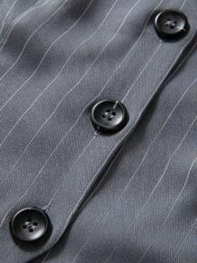 Sweetra Striped Print Button Front Vest Blazer