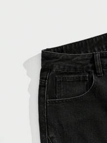 ROMWE MEN Street Life Nam Frayed Hem Quần jean - màu đen - Xem 3