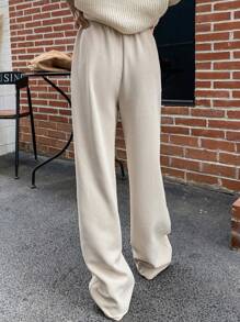 Dazy Star 抽绳腰斜口袋运动裤，女式慢跑裤 - 杏色 - 查看 6