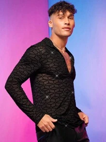 FeverCity Men Geo Mesh Polo Shirt - Black - View 4