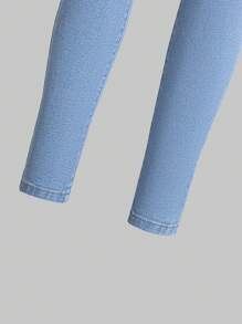 SHEIN Sparklyn Tween Girl Solid Jeans - Medium Wash - View 3