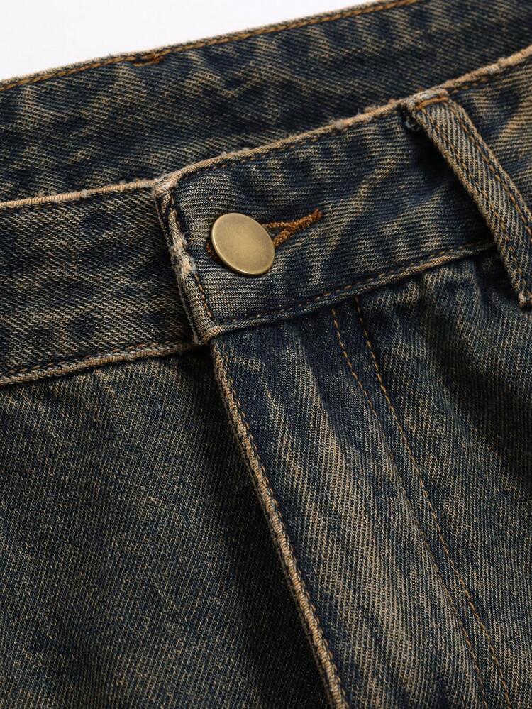 Solid Wide Leg Jeans,Baggy Jeans