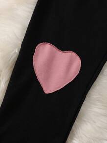 女小童前蝴蝶結T恤&愛心圖案緊身打底褲