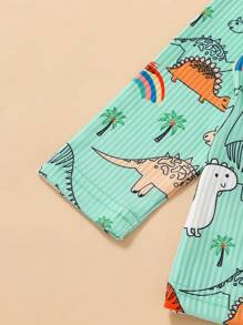Baby Boy Dinosaur Print Tee & Pants - Green - View 5