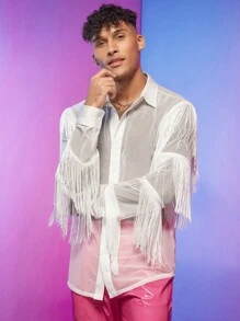 FeverCity 男士流蘇邊前紐扣襯衫