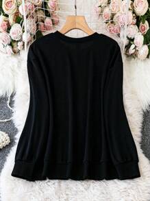 SHEIN LUNE Sudadera con estampado navideño, sudadera de otoño - Negro - Ver 2