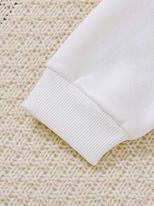 SHEIN Tween Girl Solid Sweatshirt - White - View 4