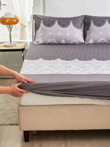 Flower Embroidery Fitted Sheet Set Without Filler - Multicolor - View 4