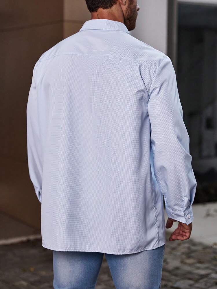 Men Plus Solid Button Front Shirt