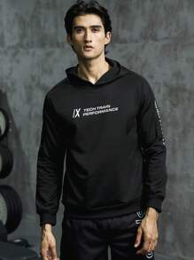 Manfinity Sport Corelite Hanorac cu glugă cu slogan pentru bărbați Hanorac cu glugă pentru bărbați