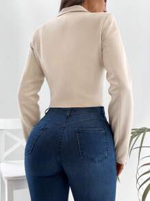 SHEIN PETITE Blazer Col À Revers À Bouton