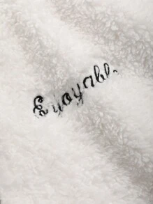 DAZY 女士毛绒家居服连衣裙，字母刺绣，秋冬蓬松舒适