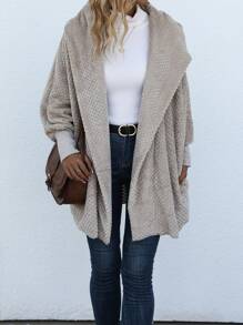 EMERY ROSE Abrigo de cuello cascada de manga murciélago con parte delantera abierta de peluche - Camel - Ver 3