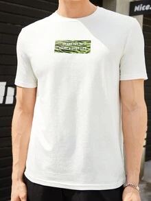 Manfinity RebelGame Nam Đồ họa Chữ cái Áo thun & quần thể thao - trắng - Xem 3