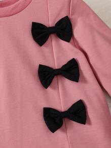 女小童前蝴蝶結T恤&愛心圖案緊身打底褲