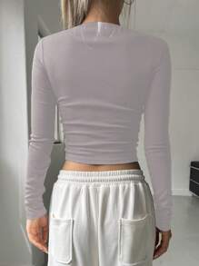 DAZY Camiseta corta de manga larga con estampado de estrellas - Caqui - Ver 2