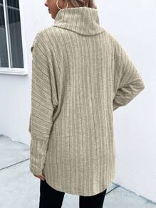 SHEIN LUNE 堆堆領蝙蝠袖鬱金香下擺T恤