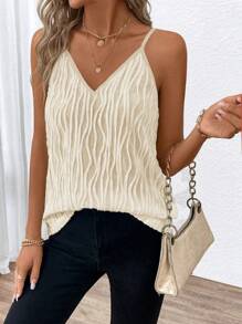 SHEIN Clasi Solid Textured Cami Top - Apricot - View 3