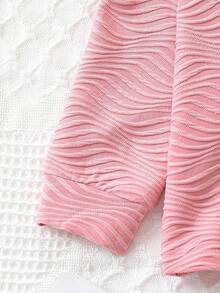 Young Girl Solid Textured PJ Set - Pink - View 4