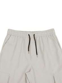 Manfinity Homme Men Flap Pocket Drawstring Waist Cargo Trousers - Apricot - View 5