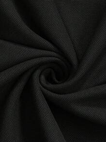 Manfinity Homme Men Plus Contrast Trim Polo Shirt, Men Black And Red Polo Shirt, Men Long Sleeve Black Polo Shirt, Fall - Black - View 4