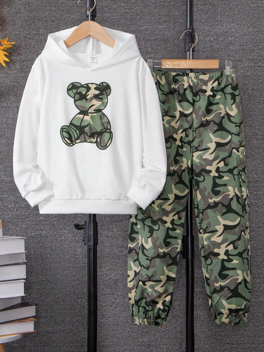 Plus Size Drawstring Camouflage Cargo Jogger Pants