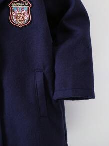 SHEIN Toddler Young Boy Casual And Gentleman Style Mid-Length Thick Knitted Padded Coat - Navy Blue - View 3