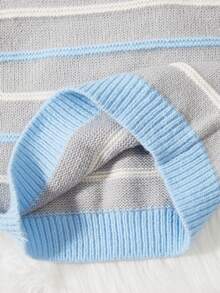 Chàng trai trẻ Mẫu sọc Thêu Khủng long Áo len - Xám - Xem 5