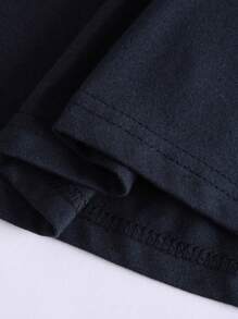 INAWLY 卡通图案 T 恤 图案 T 恤 女式上衣 - 藏蓝色 - 查看 4