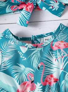 Đứa bé gái Bản in nhiệt đới Đầm Với băng đô - Nhiều màu - Xem 3