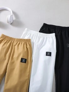男小童3入組字母補丁細節衛褲 - 彩色 - 查看 4