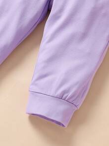 Baby Girl Letter Graphic Sweatshirt & Sweatpants - Multicolor - View 3