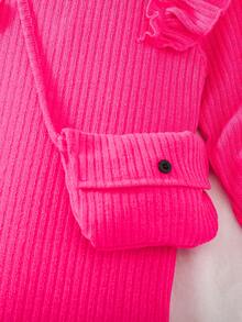 SHEIN 女小童荷葉邊緊身洋裝附包